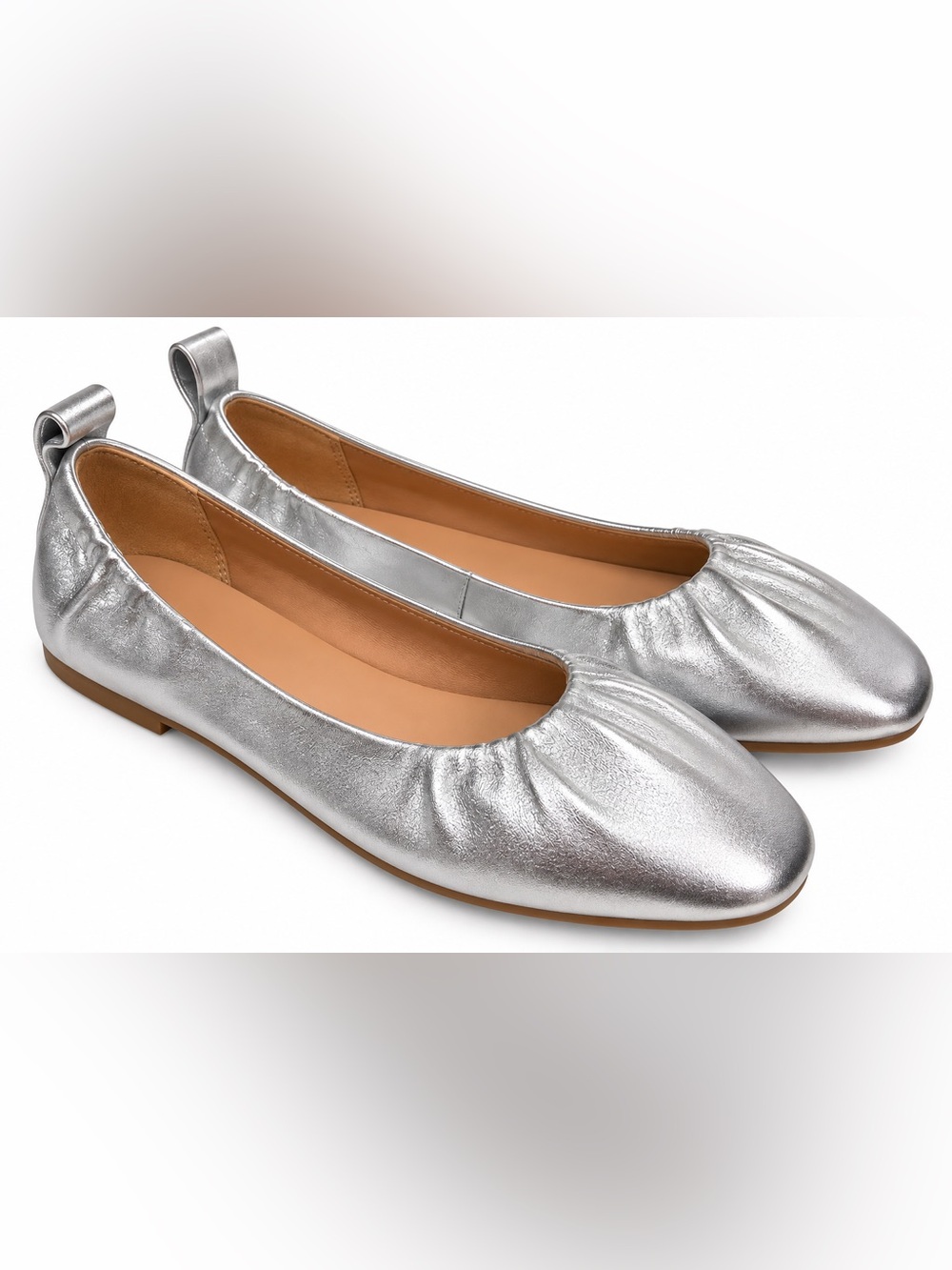 Silver metallic Nappa Women's Ballet Flats